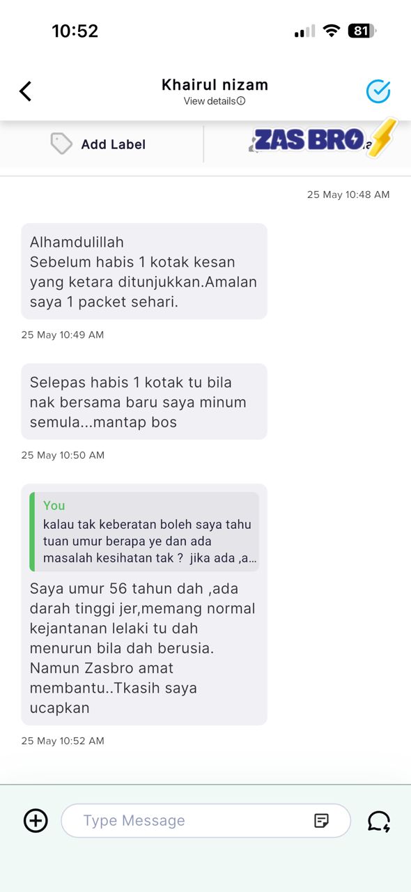Tangkapan skrin WhatsApp Khairul Nizam, 56 tahun
